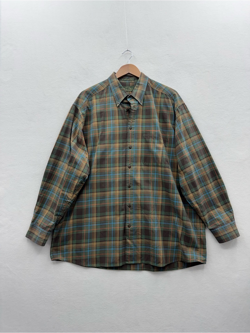 Orvis Mens XL Brown Multicolored Plaid Button Down Shirt
